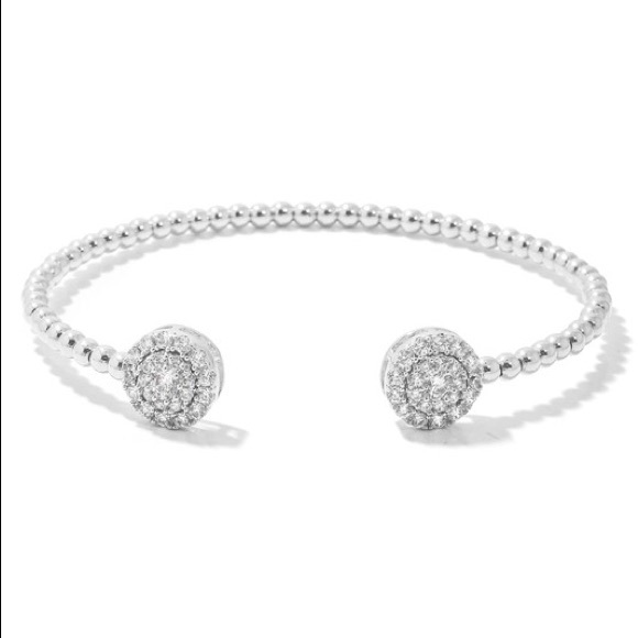 Rhinestone Studed Thin Cuff Bracelet - Picture 3 of 6